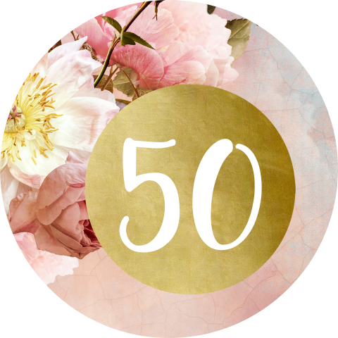 Sluitzegel 50 jarig huwelijk roze bloemen
