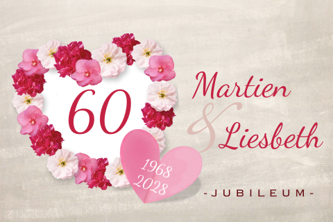 Zestig jarig huwelijksjubileum met bloemkrans