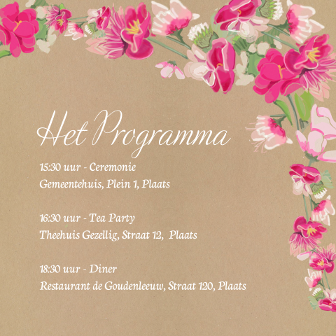 Mooie programmakaart met bloemen
