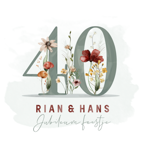 40 Jaar Jubileum Uitnodiging - bloemen en cijfers