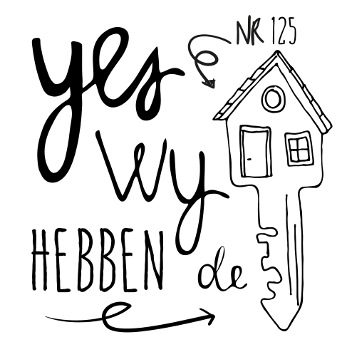 Verhuiskaart met getekende huis en mooie letters