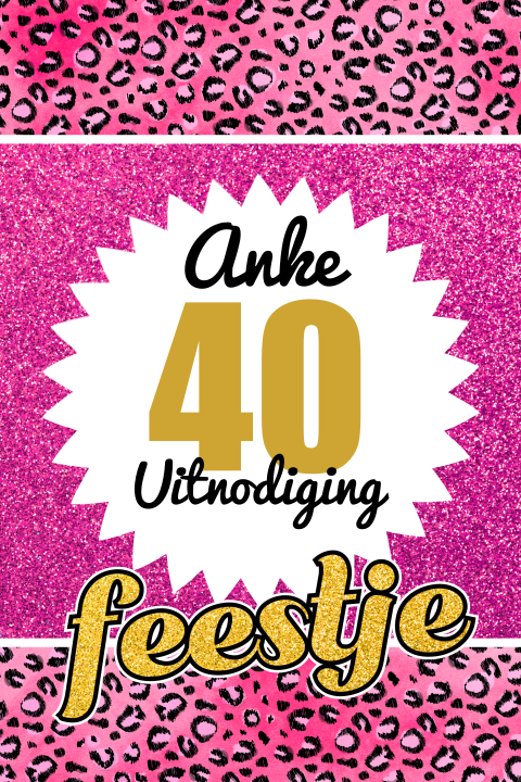 Uitnodiging fout feestje met roze panterprint