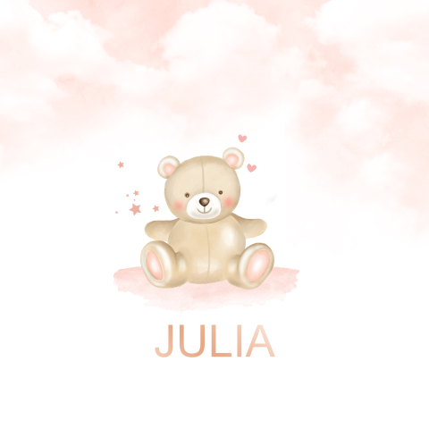 Lief Geboortekaartje voor Meisje met Schattig Beertje