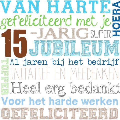 Een wenskaart met complimentjes voor een jubileum