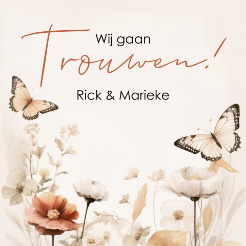 Trouwkaart wilde bloemen B