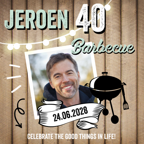 Uitnodiging tuinfeest met bbq voor een 40e verjaardag