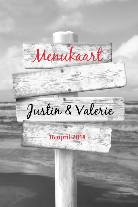 Hippe menukaart met wegwijzer