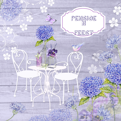 Lief uitnodigingskaartje voor pensioenfeest met tuinsetje