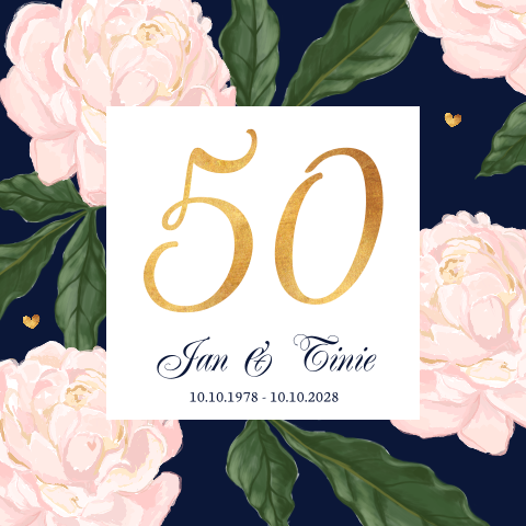 Uitnodiging 50 jaar getrouwd met bloemen
