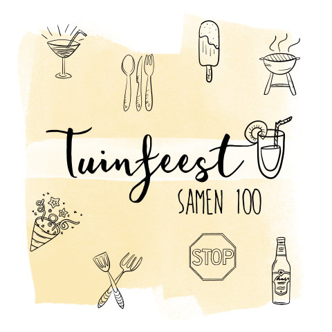 Uitnodiging samen 100 feest voor in de tuin