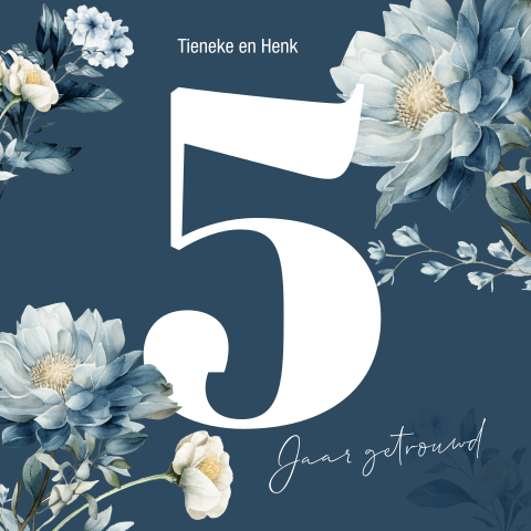5 Jaar Jubileum Uitnodiging - Romantic Botanic