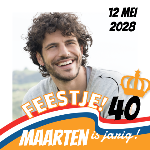 Uitnodiging 40 jaar verjaardag met Nederlandse vlag