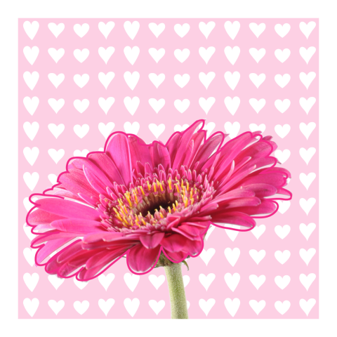 Eigentijdse bloemenkaart met hartjes