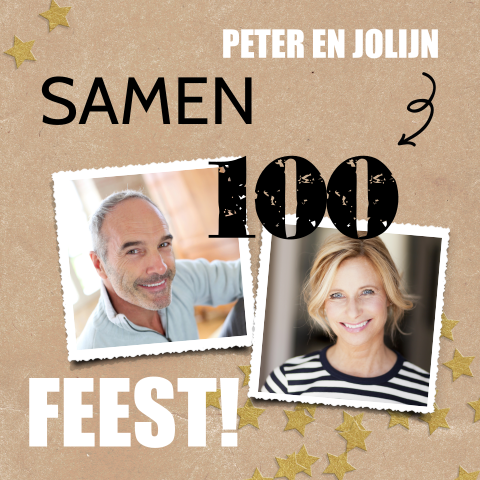 Uitnodiging voor een samen 100 feest met foto