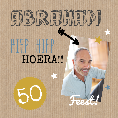 Hippe felicitatiekaart met kraftpapier en foto