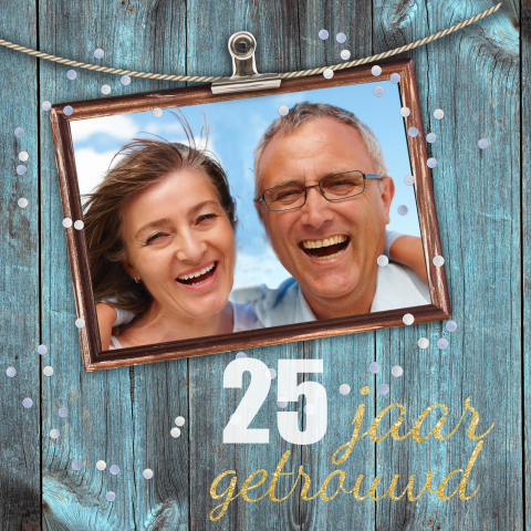 Feestelijke fotokaart voor 25 jarig jubileum