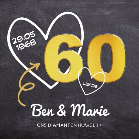 Uitnodiging huwelijksjubileum met gouden 60