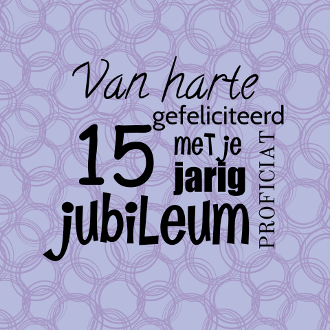 Paarse felicitatiekaart voor een jubilaris