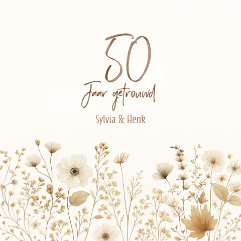 Uitnodiging voor 50-jarig huwelijksjubileum met stijlvolle veldbloemen