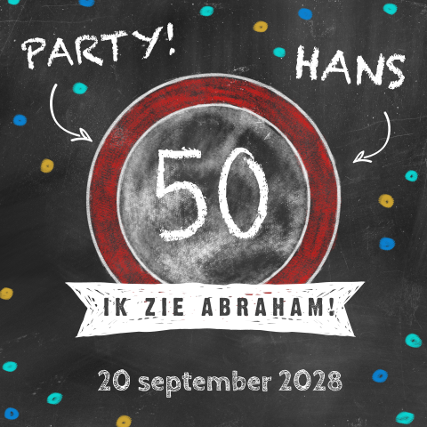 Uitnodiging 50 jaar verjaardag met snelheidsbord