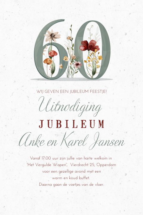 Jubileum enkele kaart 60 jaar samen groen