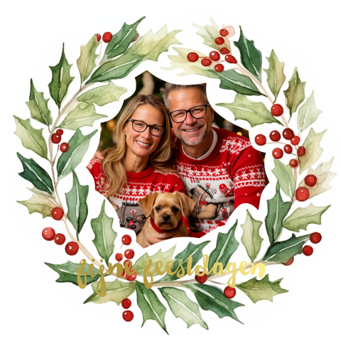 Feestelijke Jubileum Kerstkaart in Kransvorm: Warme Wensen en Liefde!