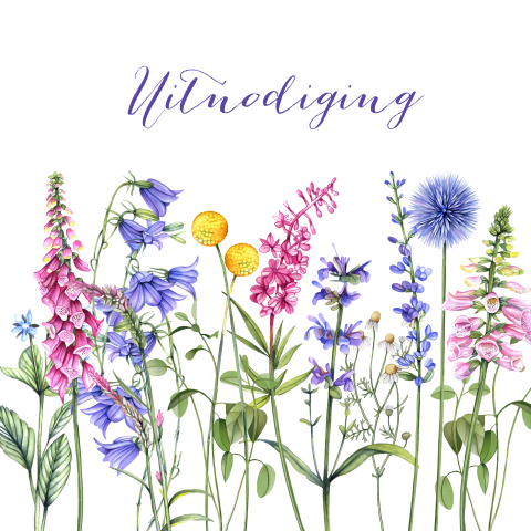 Uitnodiging verjaardag 50 jaar vrouw veldbloemen