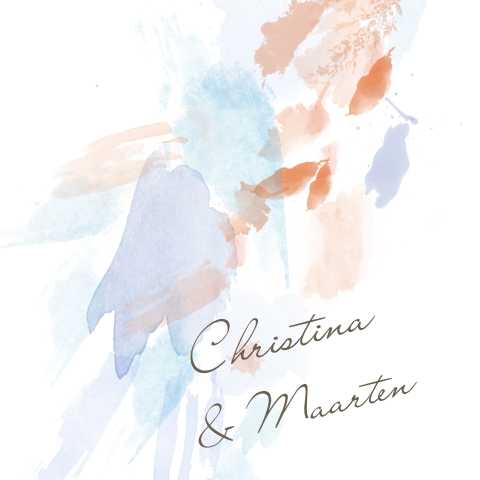 Chique huwelijkskaart met warme tinten waterverf