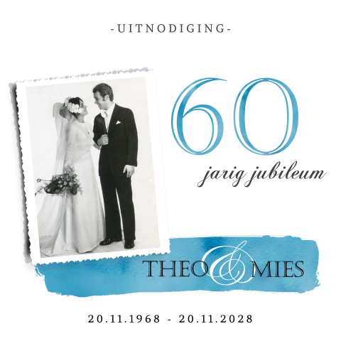 Watercolor uitnodiging voor jullie 60 jarig jubileum