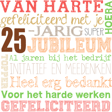 Vrolijke felicitatiekaart voor een 25-jarig jubileum