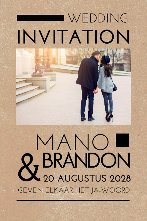 Trouwkaart met foto en kartonlook
