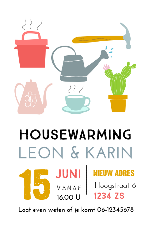 Kleurrijke uitnodiging voor een housewarming
