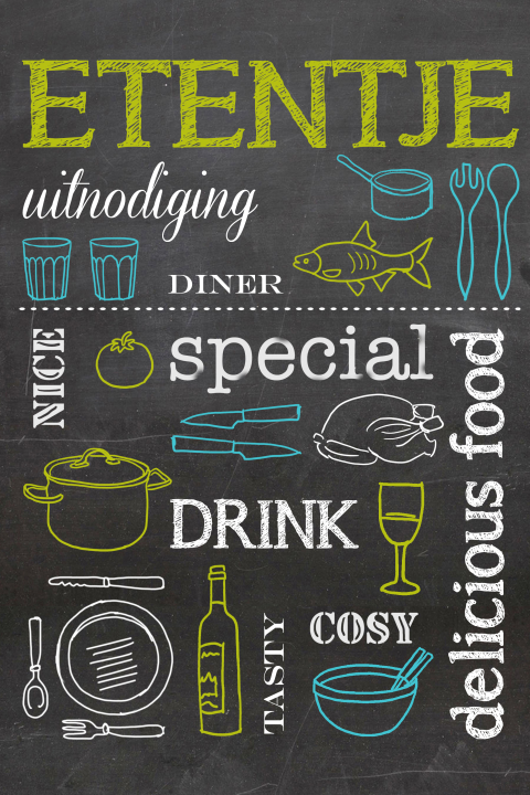 Kleurrijke uitnodiging voor een etentje