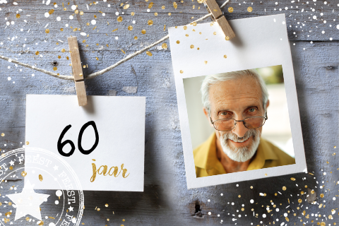 uitnodiging verjaardag 60 polaroid liggend