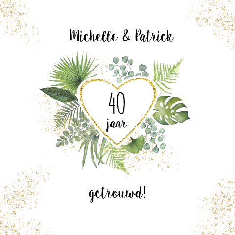 Uitnodiging 40 jarig huwelijksjubileum met bladeren