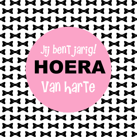 Zwart wit verjaardagskaart met strikjes