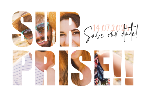 Save the Date kaart surprise met fotomasker