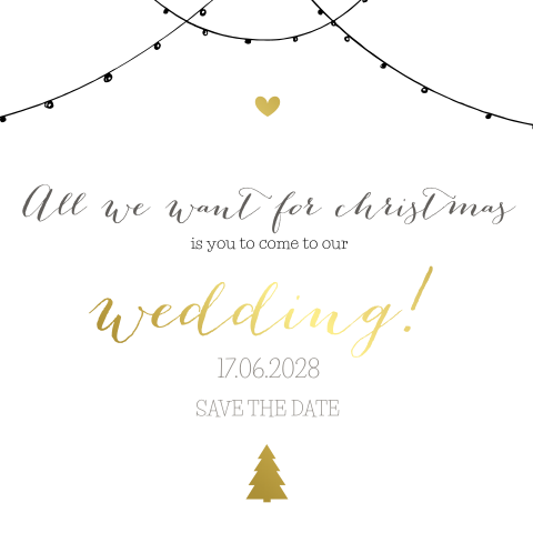 Sierlijke save the date met kerstverlichting