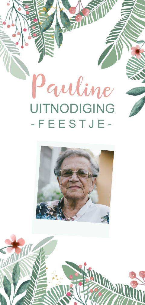 Uitnodiging verjaardag 80 jaar met planten en foto