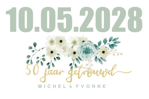 Uitnodiging 50 jaar getrouwd met aquarel bloemen