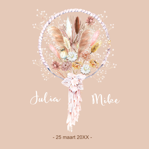 Trouwen dreamcatcher droogbloemen