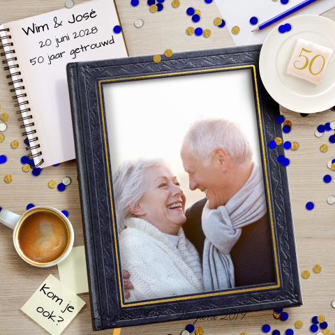 50 jaar getrouwd uitnodiging met fotolijst
