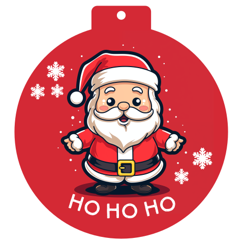 Grappige Kerstman op Kerstkaart in vorm van kerstbal