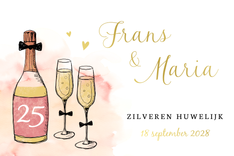 Uitnodiging 25 jaar getrouwd met champagne