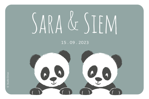 Geboortekaartje van Studio Circus met panda's
