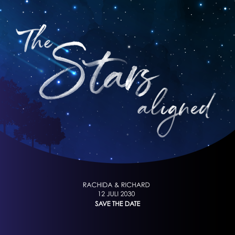 The Stars Aligned - Save the date vierkant