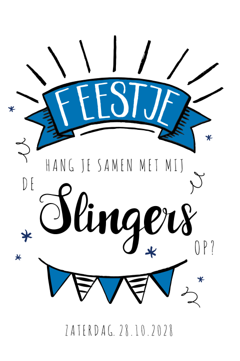 Uitnodiging voor een verjaardag met feestelijke letters