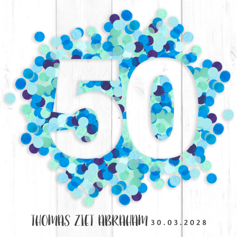 Uitnodiging 50 jaar met confetti vijftig