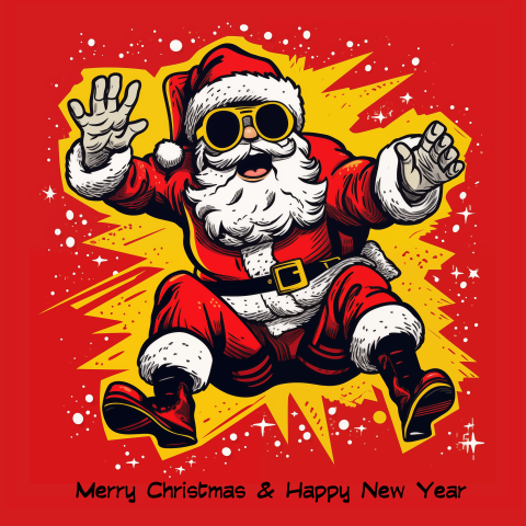 Kerstkaart Comic Kerstman