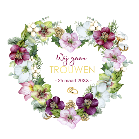 Trouwen hart helleborusbloemen